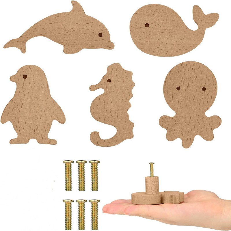 Furniture Hardware Restoration - Kreative Meer Tier Form Holz Griffe