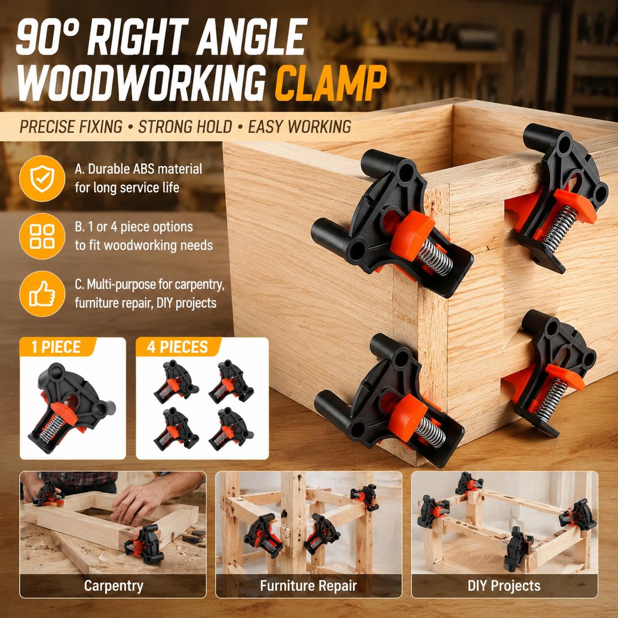 Furniture And Hardware - Premium Holzbearbeitungs-Winkelspanner-Set (90 Grad) für Schrankmontage,