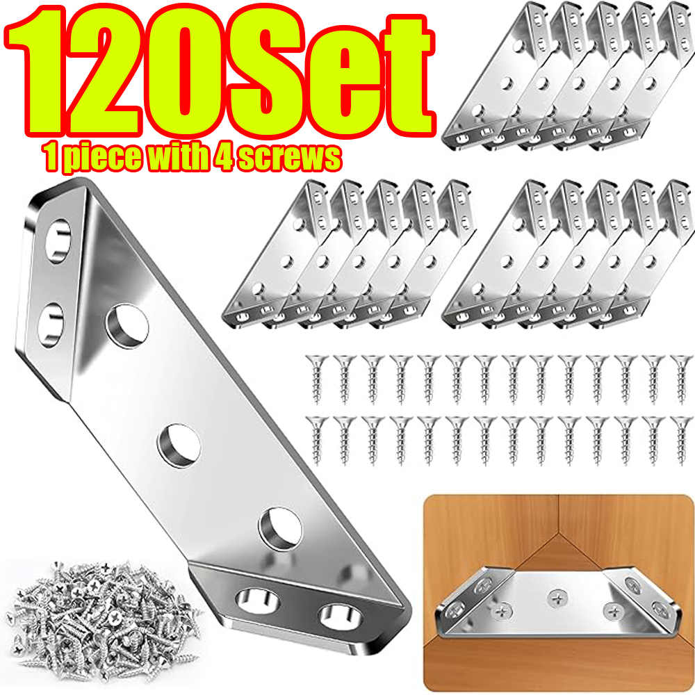 Shelf Peg Support - 1-120er-Set Möbel-Eckverbinder aus Edelstahl, Winkelhalterung für