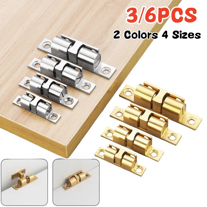 Furniture Hardware Brackets - 3/6 Stück Schranktür-Kugelschnäpper, Messing-Doppelrollen-Feder-Kugelschnäpper, Möbeltürschloss, verstellbarer